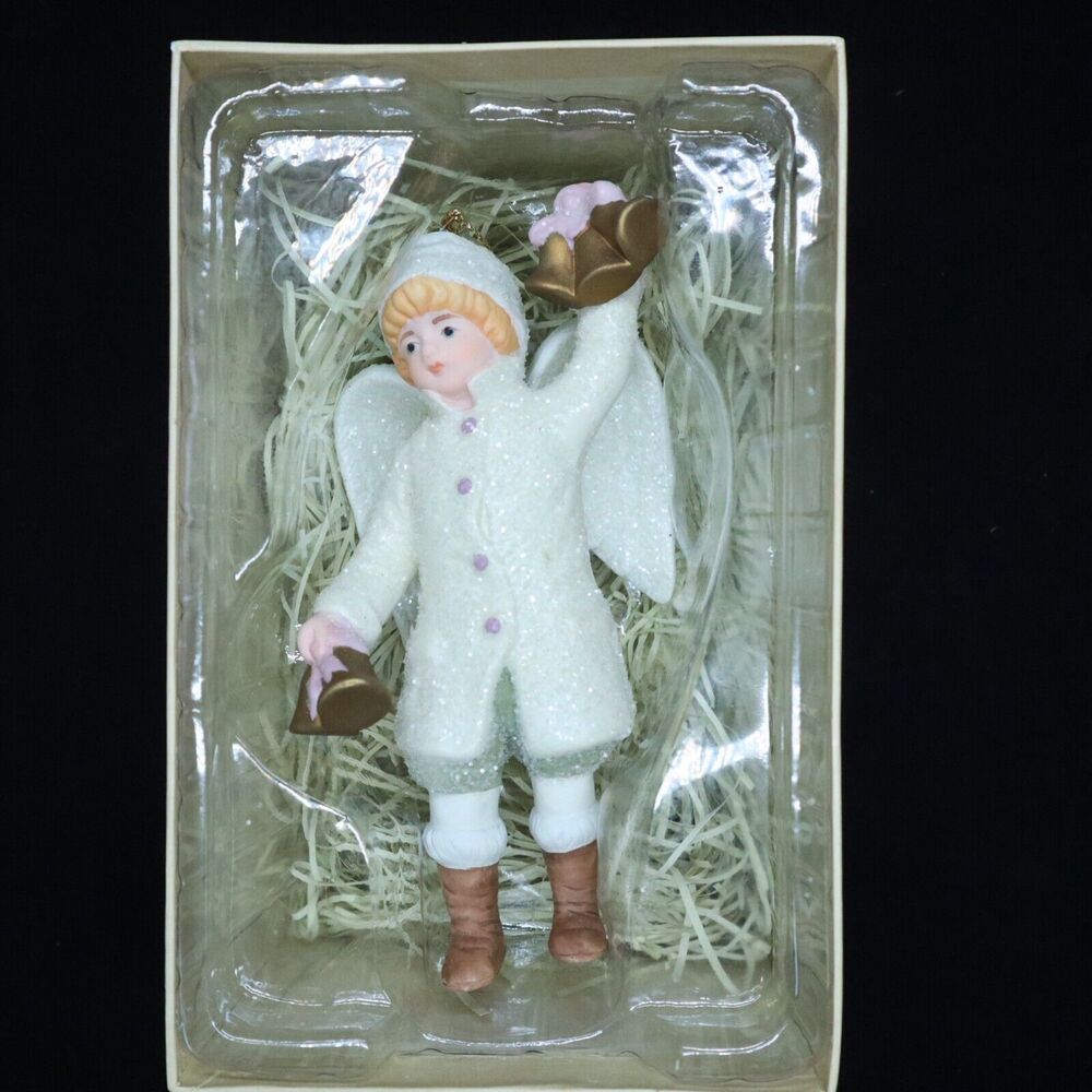 ANGEL w/WINGS Ringing Bells Christmas Ornament VINTAGE  w/Box